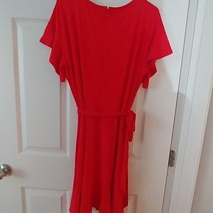 LOFT Dresses - Red ruffle sleeve and bottom dress LOFT Dresses - Red ruffle sleeve and bottom dress
